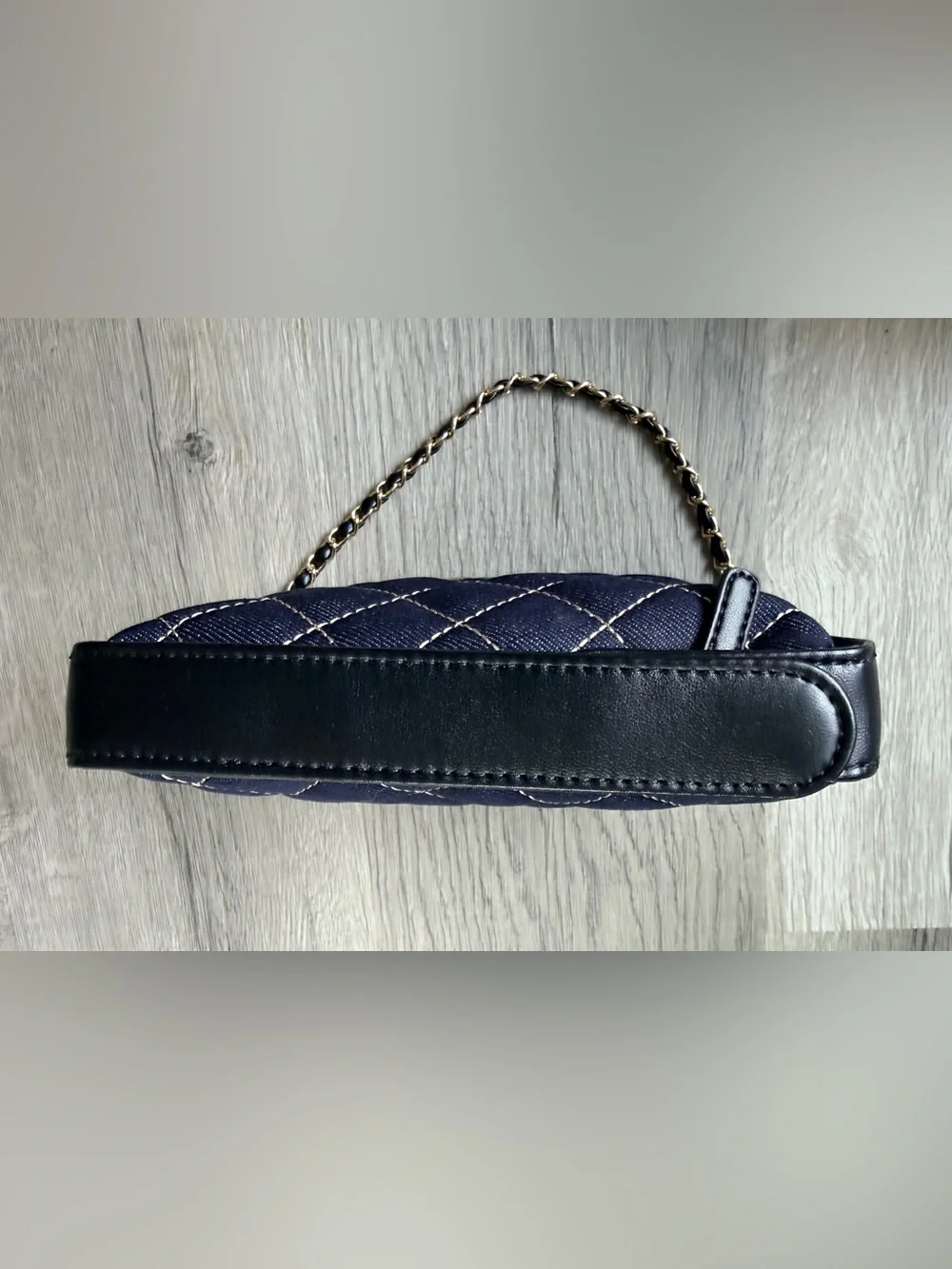 FULL SET NEW Chanel MAKEUP Denim Quilted Hobo Clutch w Chain w Gold Hardware